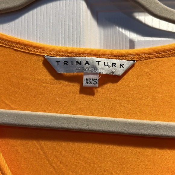 Trina Turk Delfino Orange Oversized Fringe Poncho Top XS/S - Picture 3 of 7